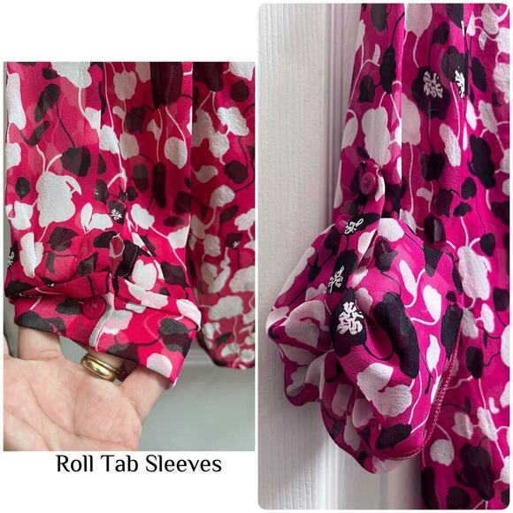 Diane Von Furstenberg Tiny Pull Lorelei Two Sheer Silk Button Blouse Size 10 - Picture 6 of 13